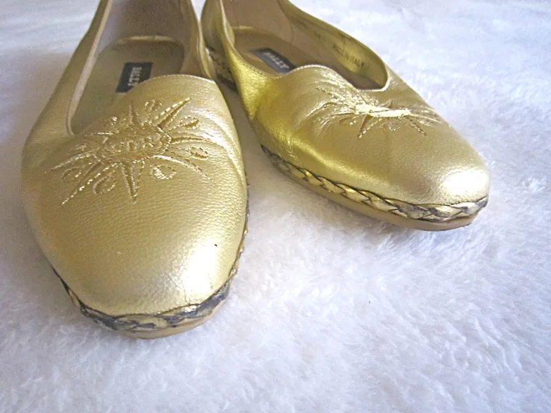 Bally “Starry” Women’s Laminated Gold Leather Flats — image 7