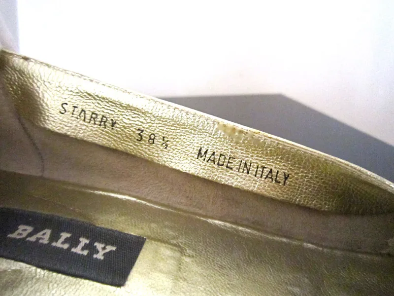 Bally “Starry” Women’s Laminated Gold Leather Flats — image 9