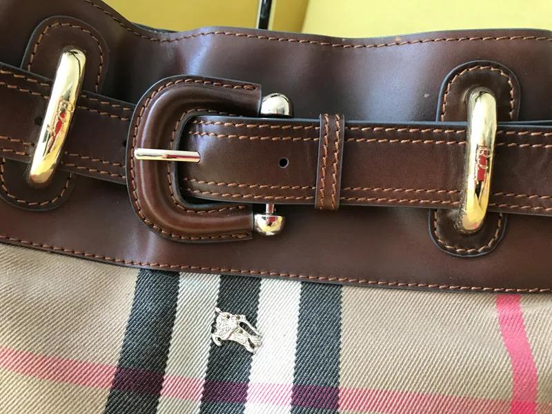 Burberry Check Canvas & Brown Leather Hobo Bag — image 6