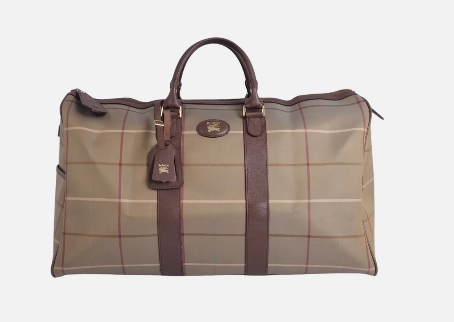Burberry Green Checked Canvas Duffel Bag — image 2
