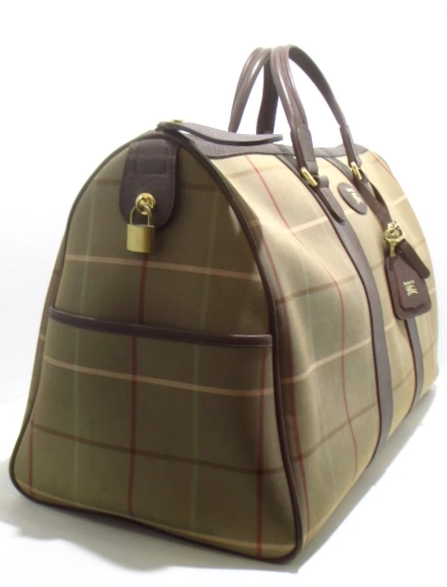 Burberry Green Checked Canvas Duffel Bag — image 3