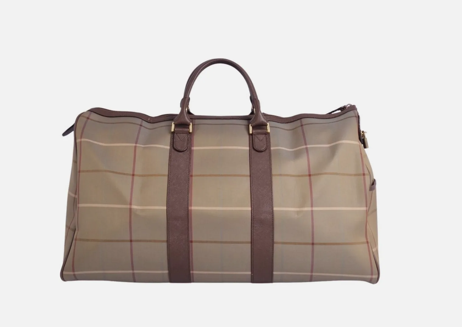 Burberry Green Checked Canvas Duffel Bag — image 4