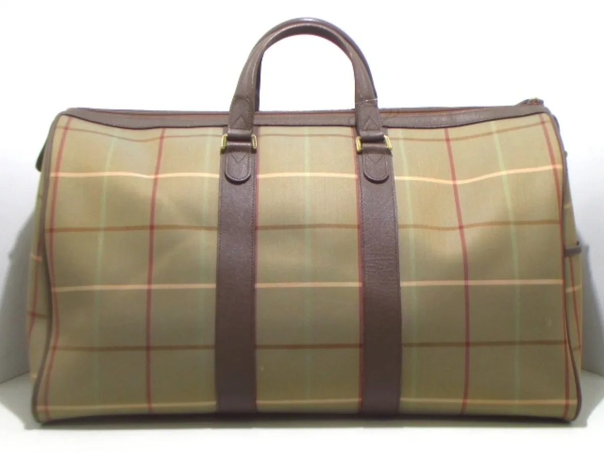 Burberry Green Checked Canvas Duffel Bag — image 5