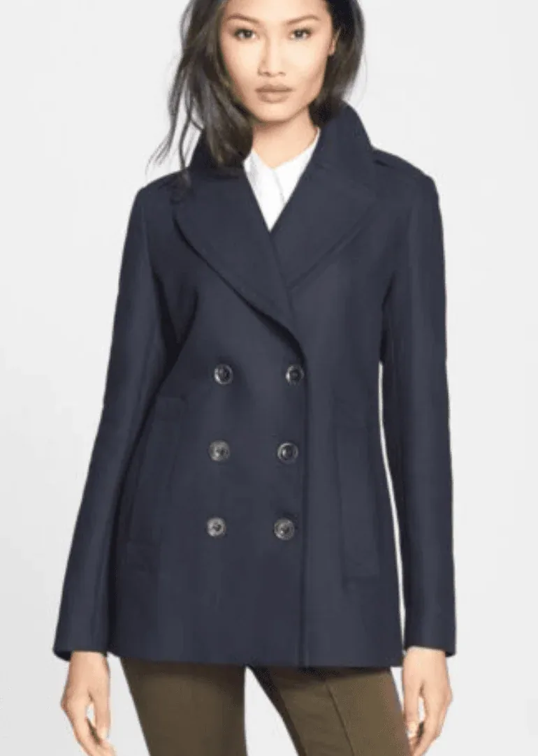 Burberry Brit Tumble Dark Navy Blue Pea Coat Jacket — image 2