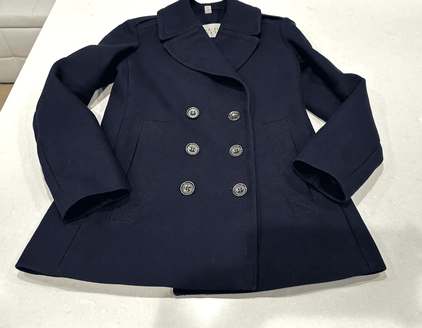 Burberry Brit Tumble Dark Navy Blue Pea Coat Jacket — image 3