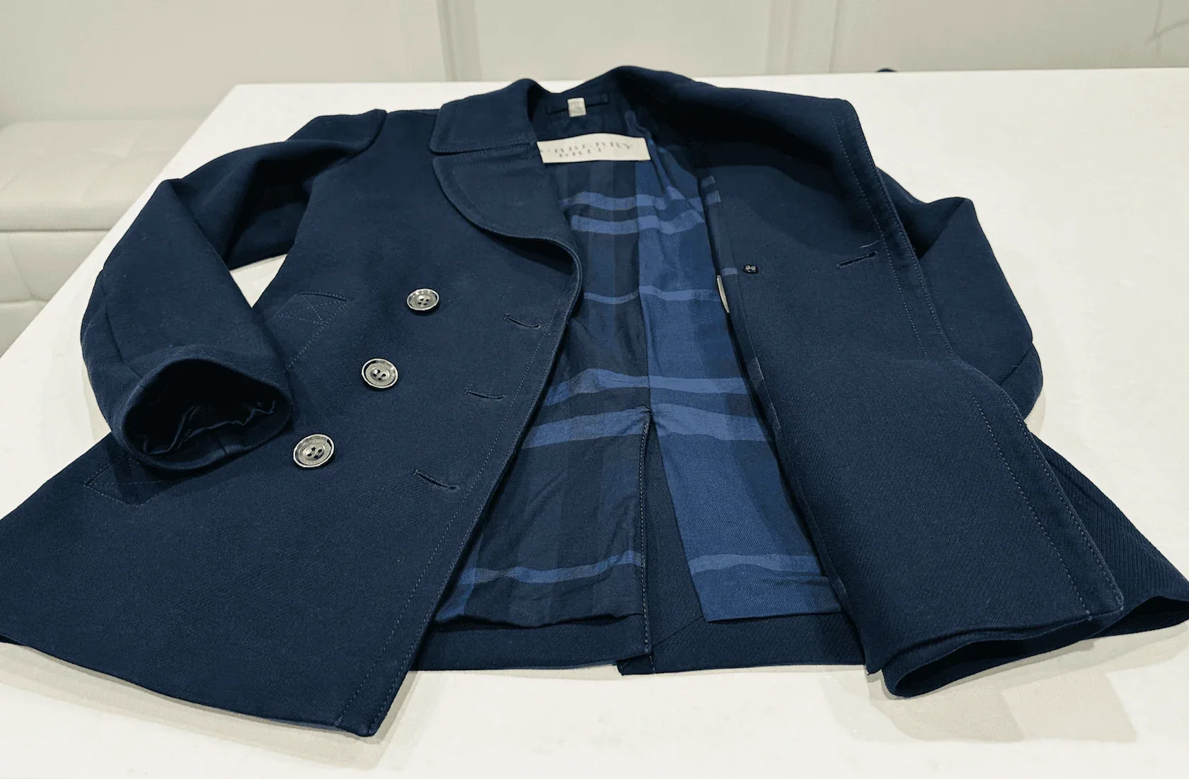 Burberry Brit Tumble Dark Navy Blue Pea Coat Jacket — image 5