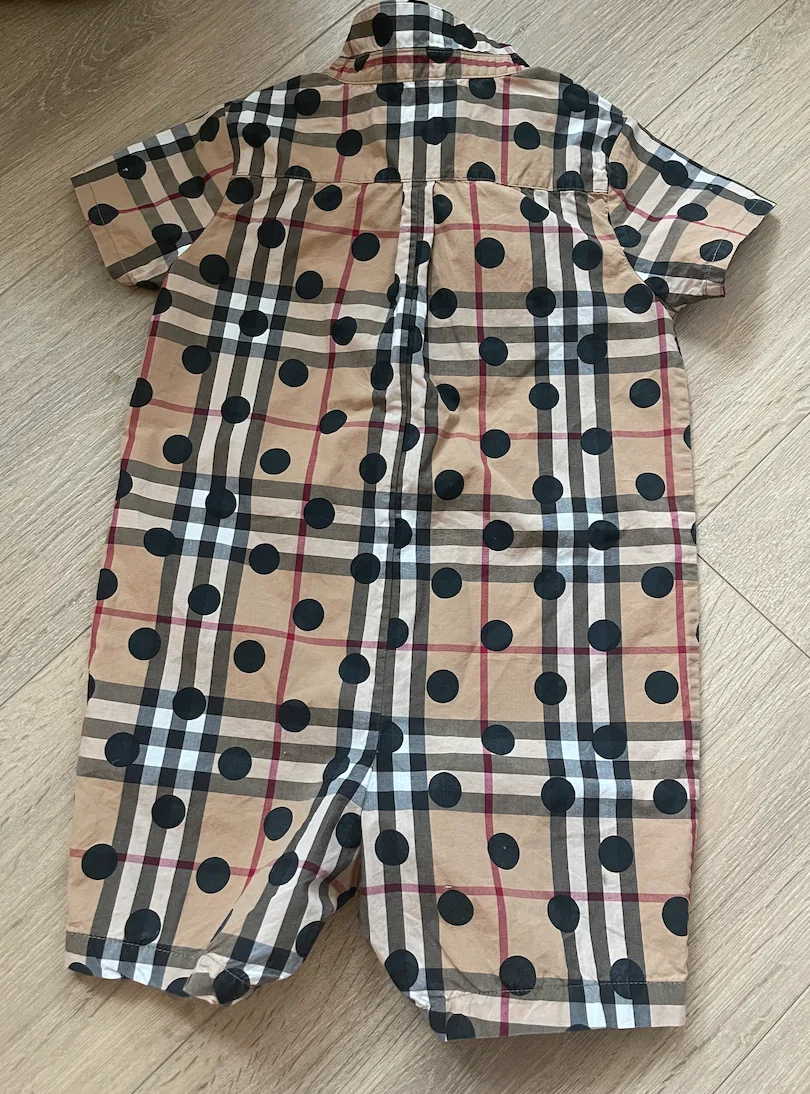 Burberry Infant Check Polka Dots Cotton Playsuit — image 2