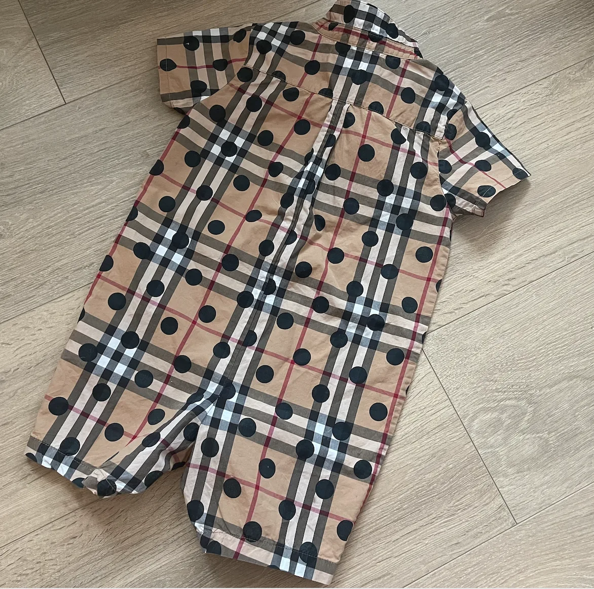 Burberry Infant Check Polka Dots Cotton Playsuit — image 3
