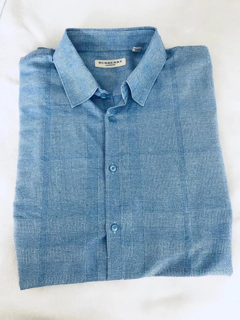 Burberry London Check Pale Blue Dress Shirt/XL