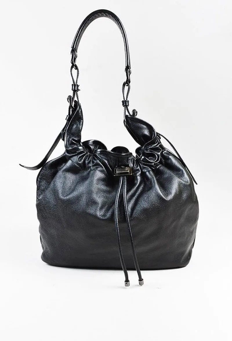 Burberry Black Leather “Warrior” Drawstring Tote