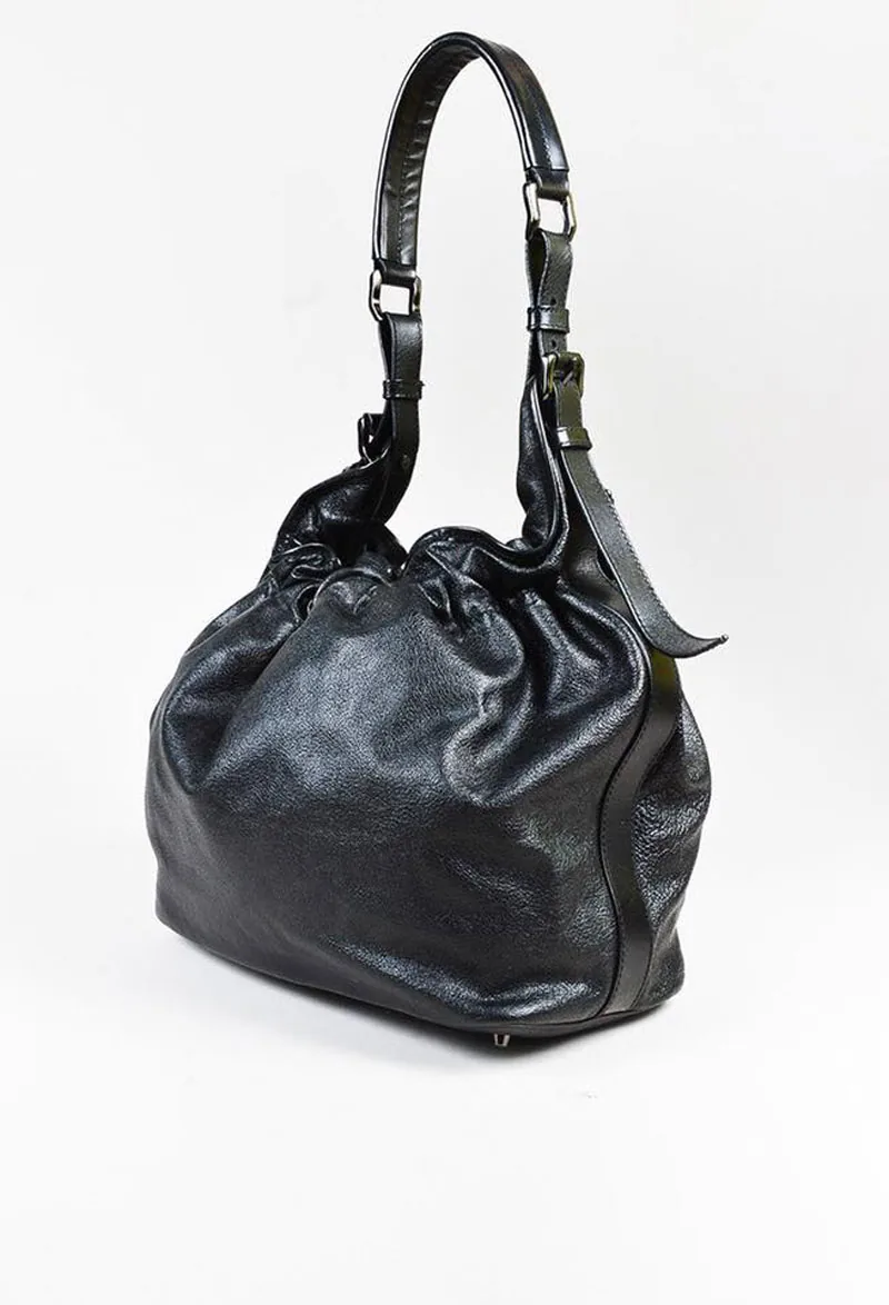 Burberry Black Leather “Warrior” Drawstring Tote — image 3