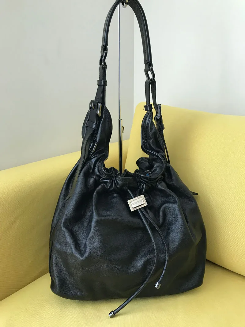 Burberry Black Leather “Warrior” Drawstring Tote — image 5