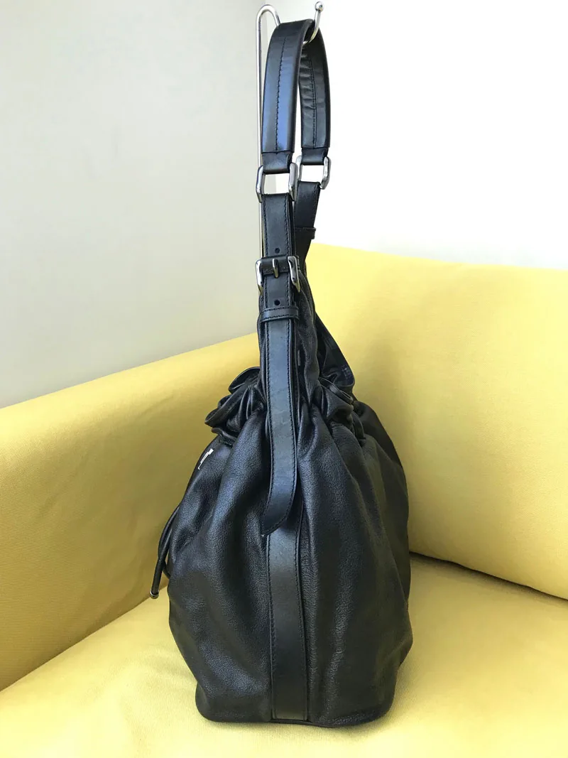 Burberry Black Leather “Warrior” Drawstring Tote — image 7