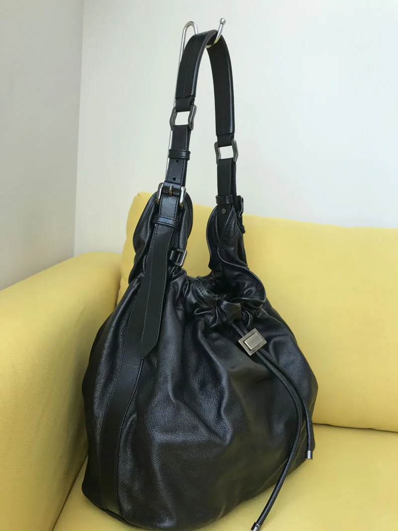 Burberry Black Leather “Warrior” Drawstring Tote — image 8