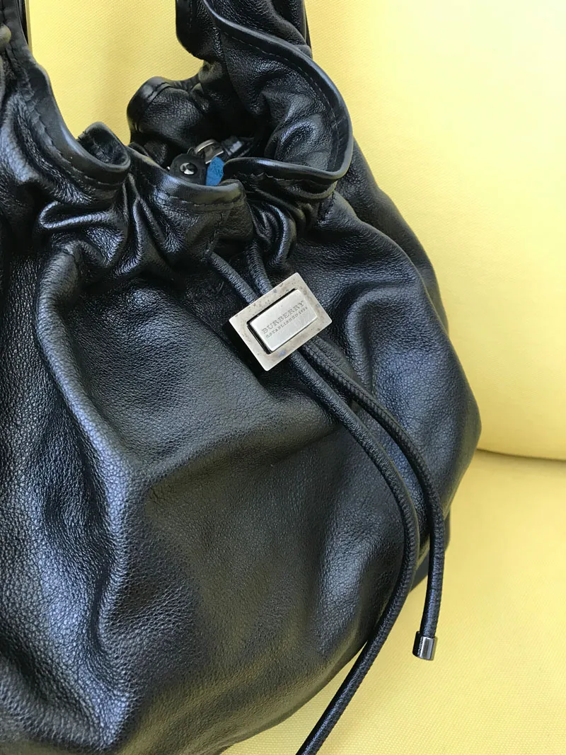 Burberry Black Leather “Warrior” Drawstring Tote — image 10