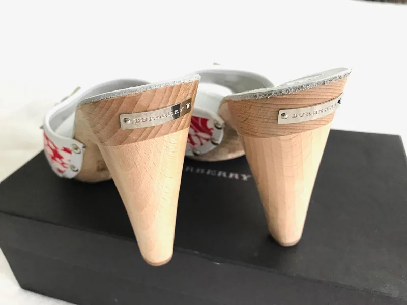 Burberry Red White Floral Mules/Size 38 — image 4