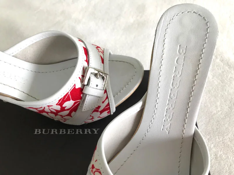 Burberry Red White Floral Mules/Size 38 — image 6
