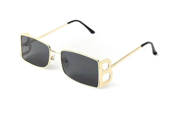 B‑3110 Rectangular Gold Metal Havana Frame Grey Blue Gradient Sunglasses — image 2