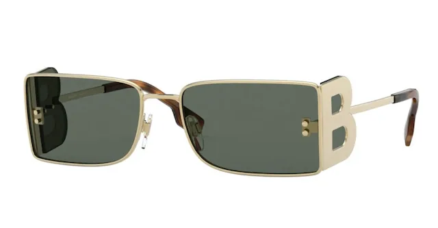 B‑3110 Rectangular Gold Metal Havana Frame Grey Blue Gradient Sunglasses — image 4