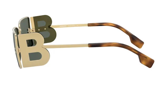 B‑3110 Rectangular Gold Metal Havana Frame Grey Blue Gradient Sunglasses — image 5