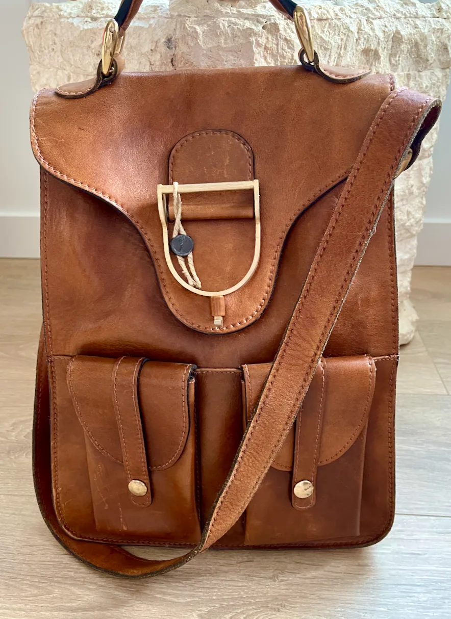 Caggiano Genuine Leather Vintage Briefcase Shoulder Bag Italy — image 3