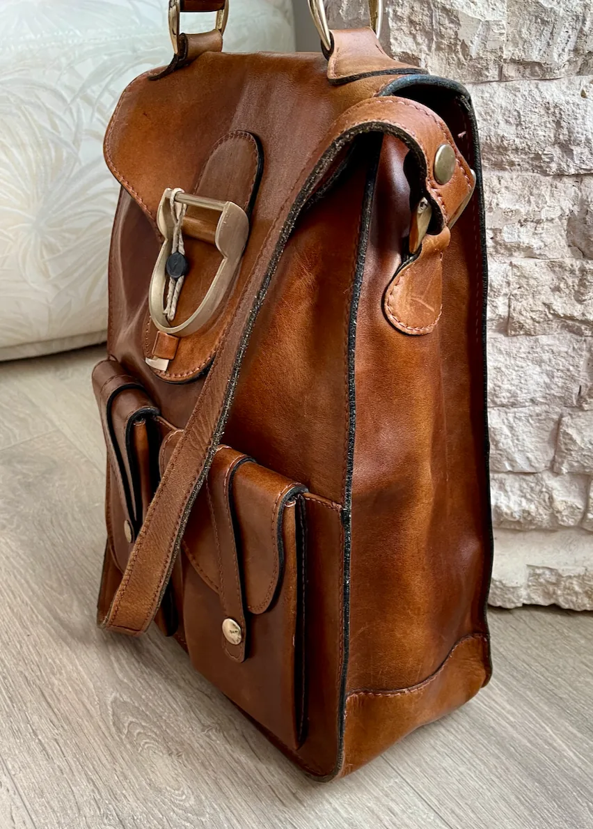 Caggiano Genuine Leather Vintage Briefcase Shoulder Bag Italy — image 6