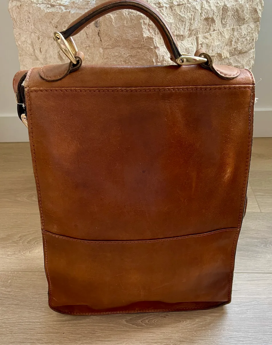 Caggiano Genuine Leather Vintage Briefcase Shoulder Bag Italy — image 7