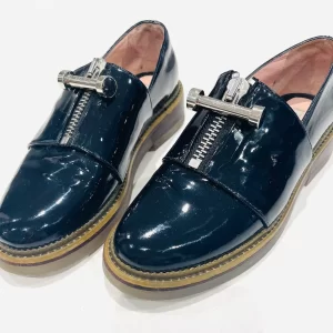 Carven Women’s Zip Front Royal Blue Leather Moccasins