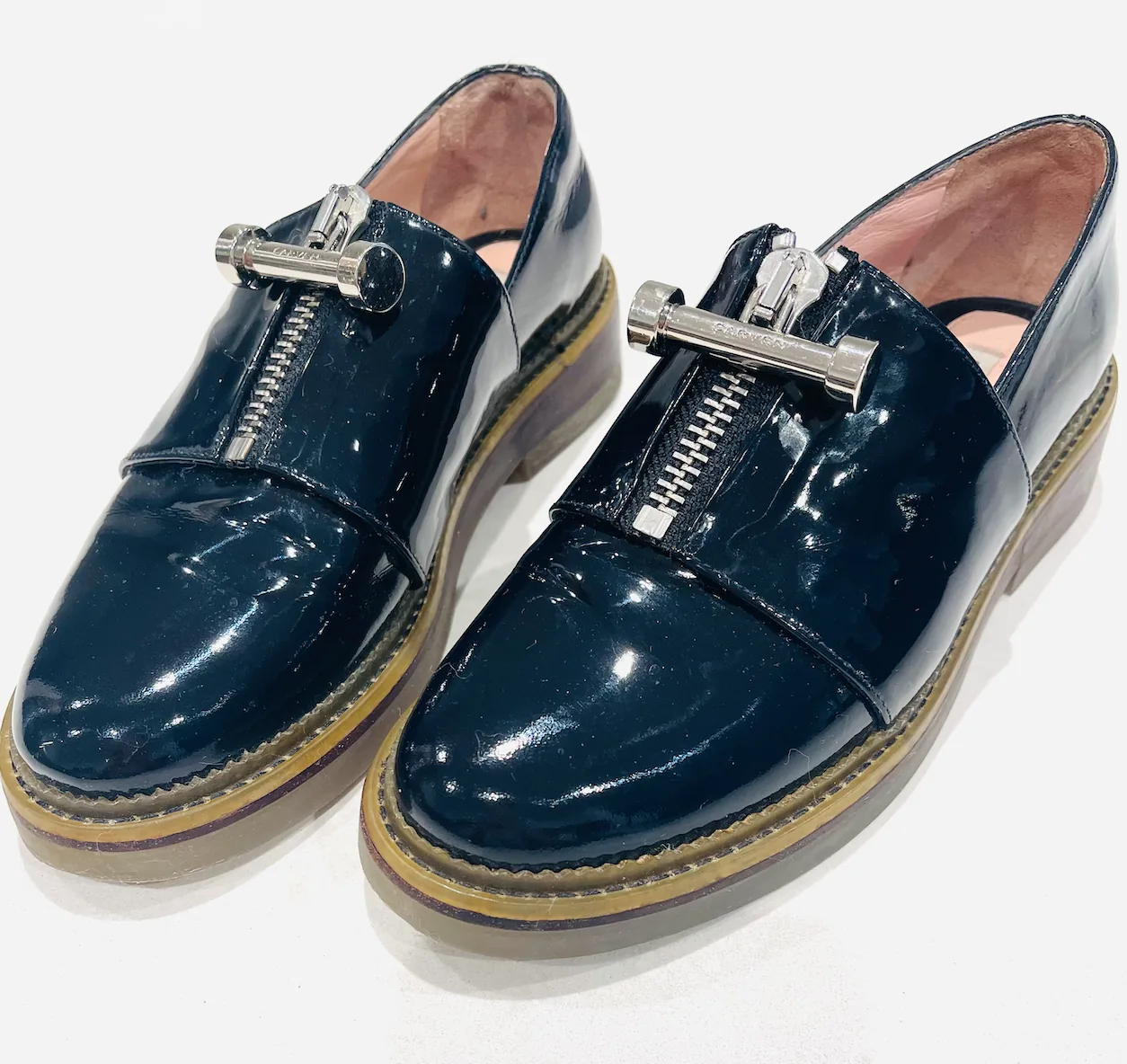 Carven Women’s Zip Front Royal Blue Leather Moccasins
