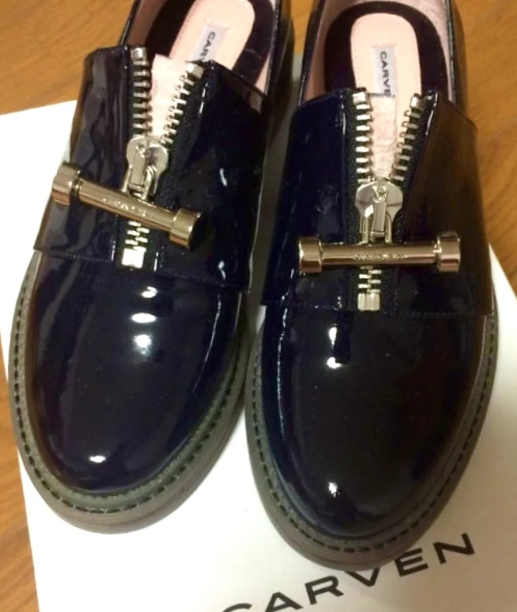 Carven Women’s Zip Front Royal Blue Leather Moccasins — image 6