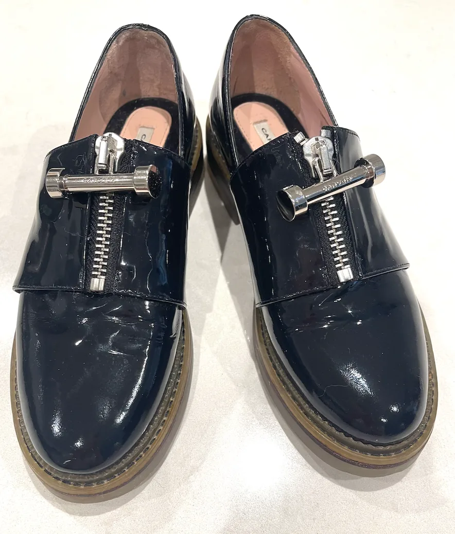 Carven Women’s Zip Front Royal Blue Leather Moccasins — image 7
