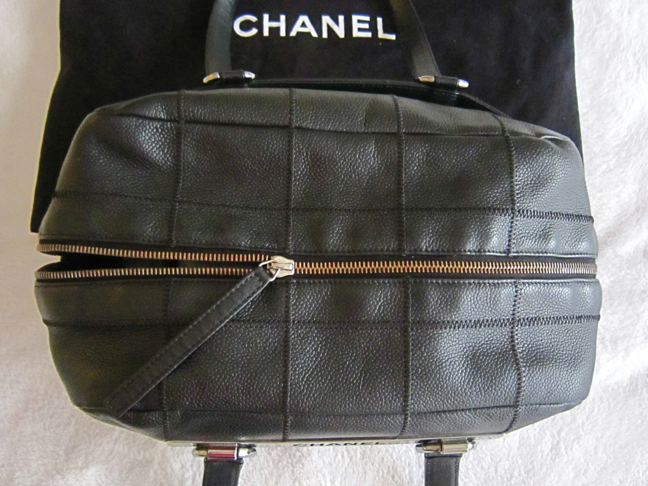 Chanel Black Caviar Leather East West Satchel Bag — image 3