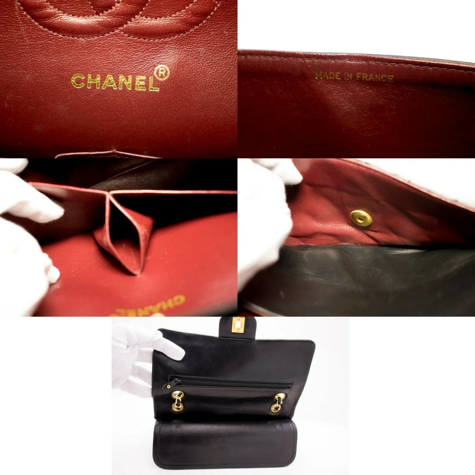 Chanel Black Lambskin Double Flap 2.55 Classic Bag — image 11