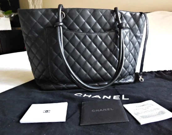 Chanel Black Lambskin Cambon CC Large Tote Bag — image 2