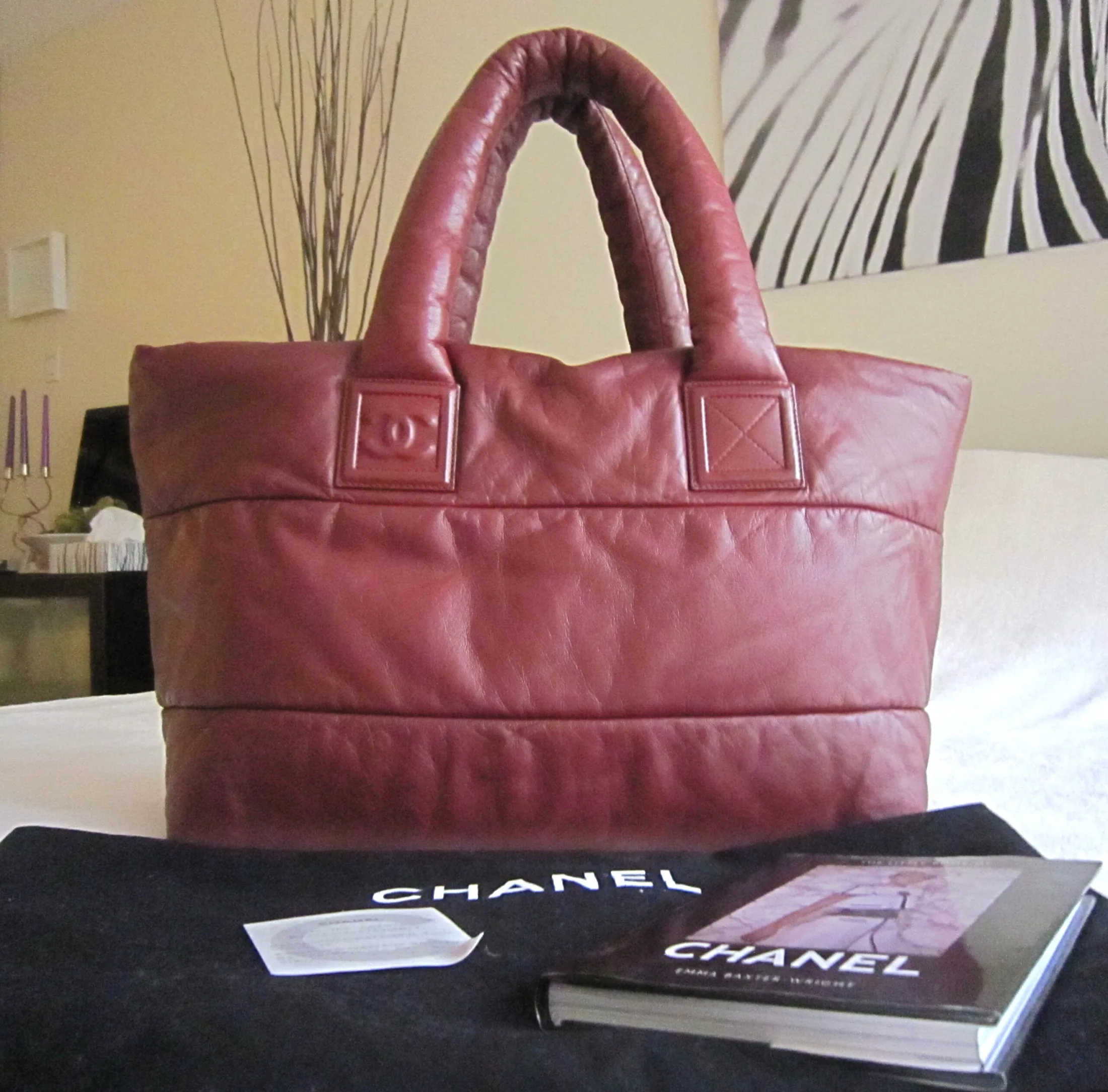 Chanel Coco Cocoon Burgundy/Black Lambskin Reversible Tote Bag