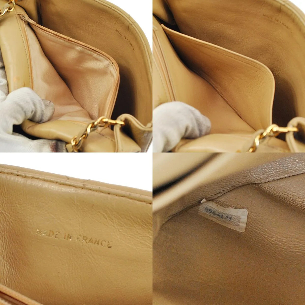 Chanel Vintage Jumbo Chain Quilted Caviar Leather Beige Bag — image 8
