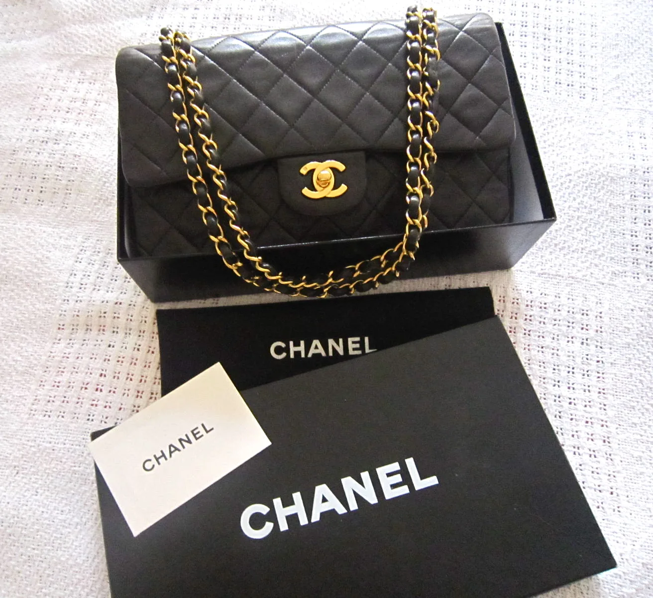 Chanel Lambskin Double Flap 2.55 Medium Black Purse
