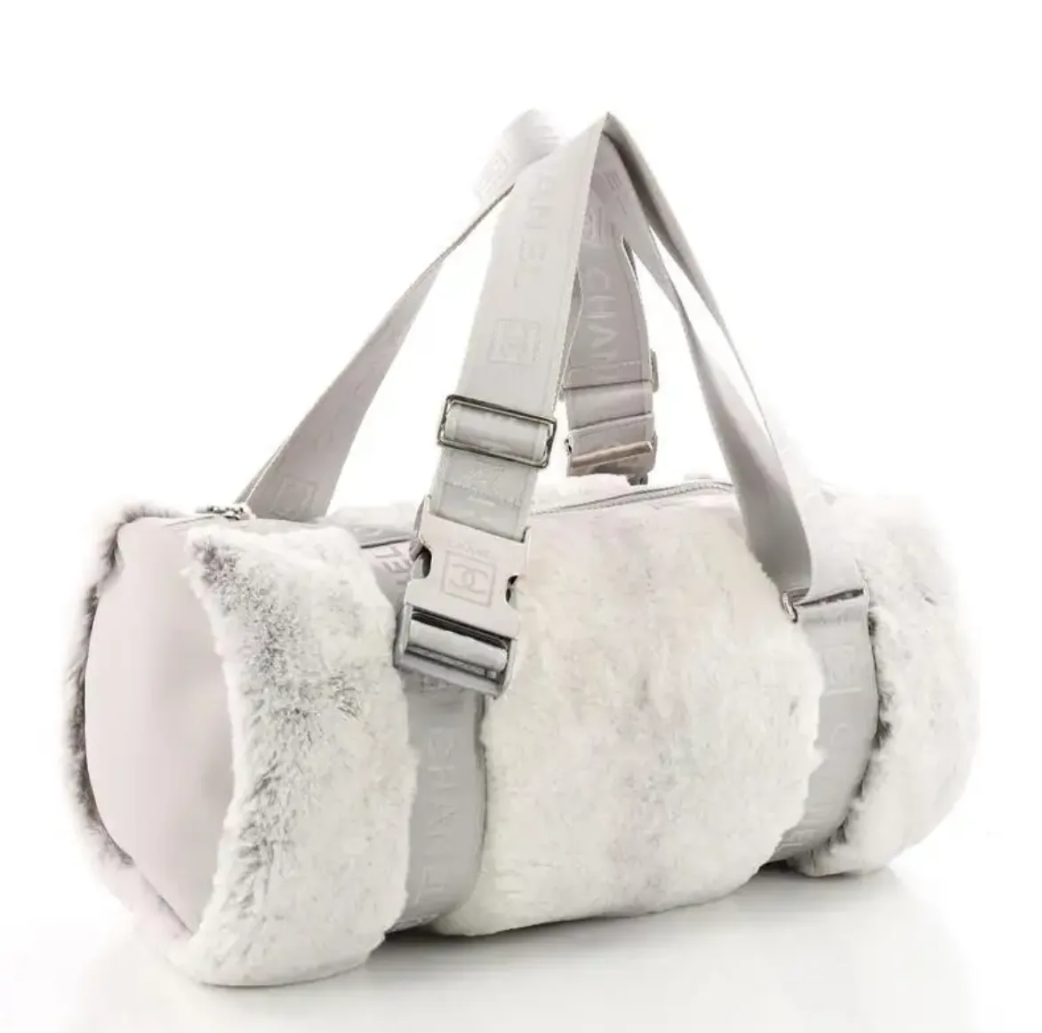 Chanel Limited Edition Sports Line Grey Lapin Fur Duffel Papillon Bag — image 2