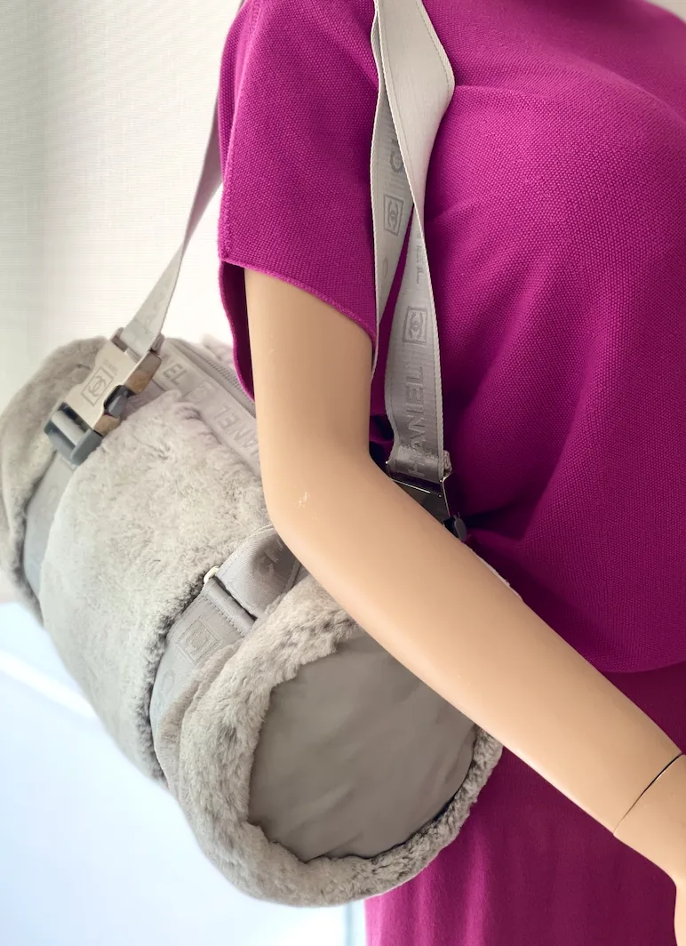 Chanel Limited Edition Sports Line Grey Lapin Fur Duffel Papillon Bag — image 4