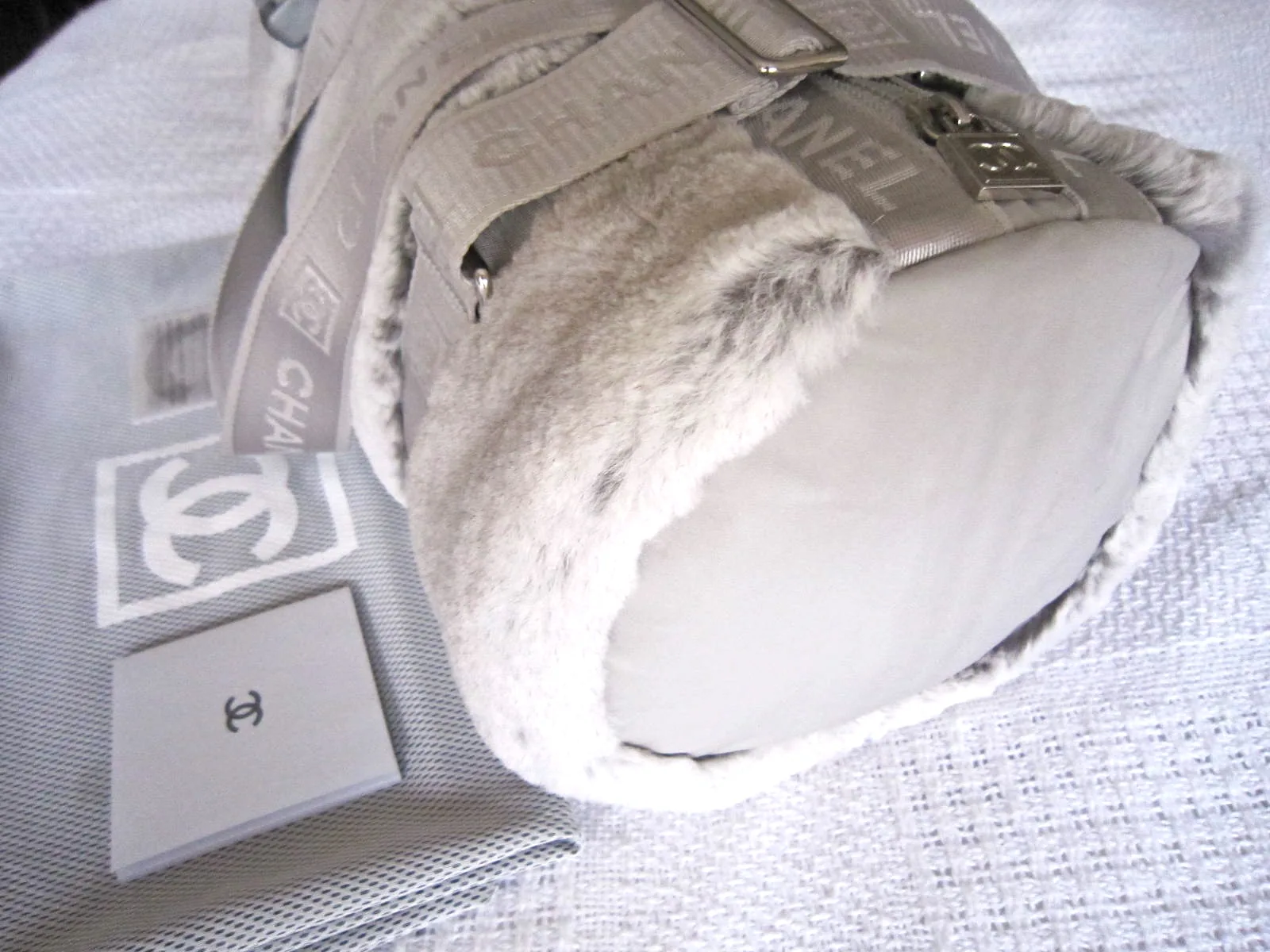 Chanel Limited Edition Sports Line Grey Lapin Fur Duffel Papillon Bag — image 9