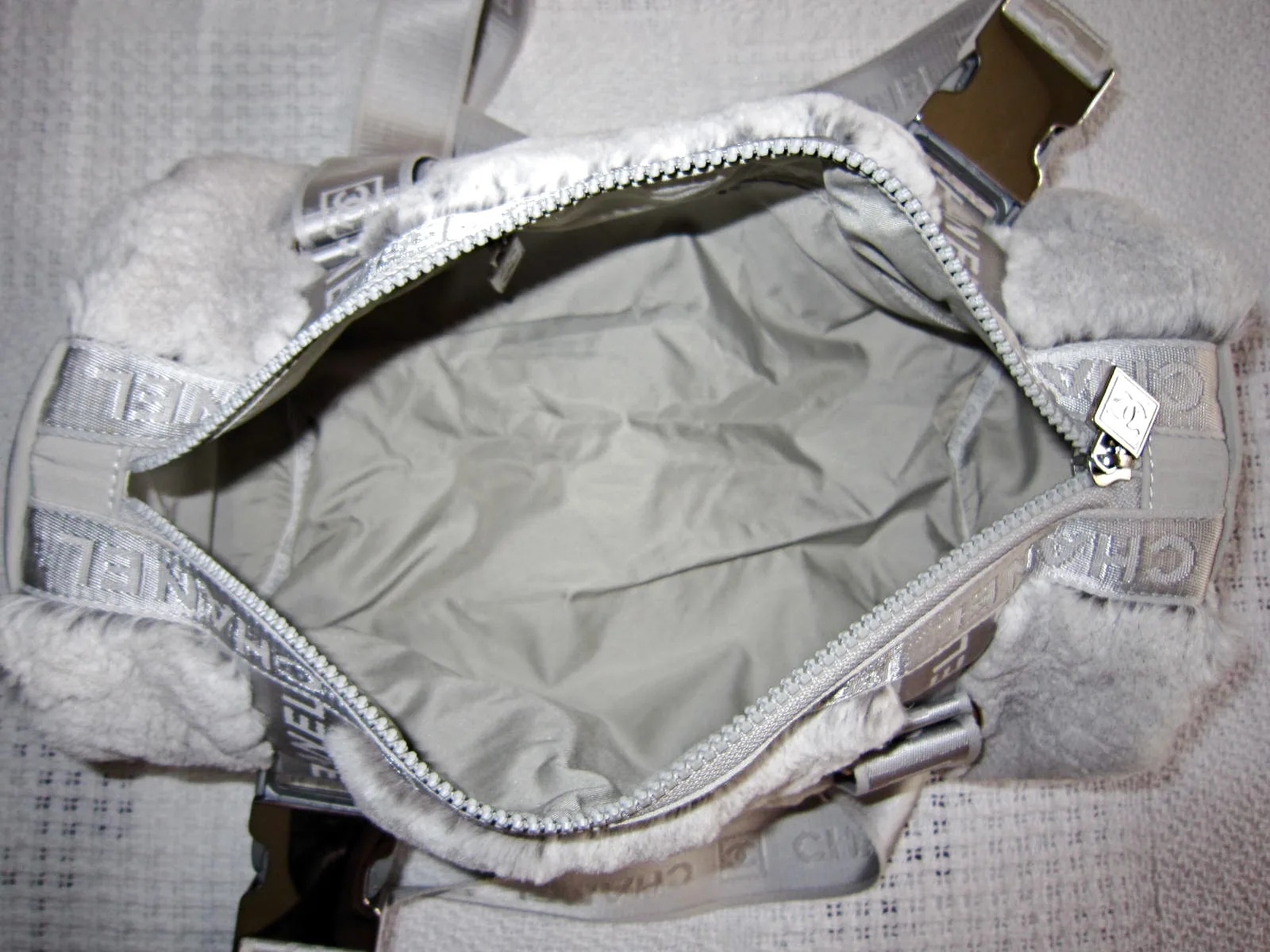 Chanel Limited Edition Sports Line Grey Lapin Fur Duffel Papillon Bag — image 14