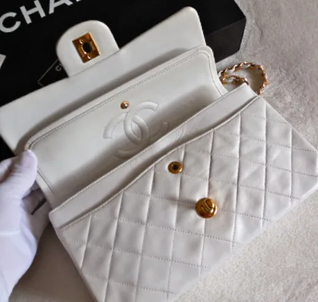 Chanel Quilted White Lambskin Classic Double Flap Handbag — image 4