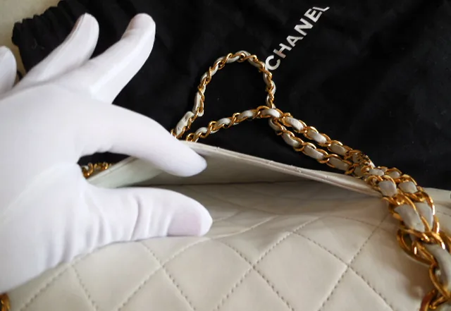 Chanel Quilted White Lambskin Classic Double Flap Handbag — image 8