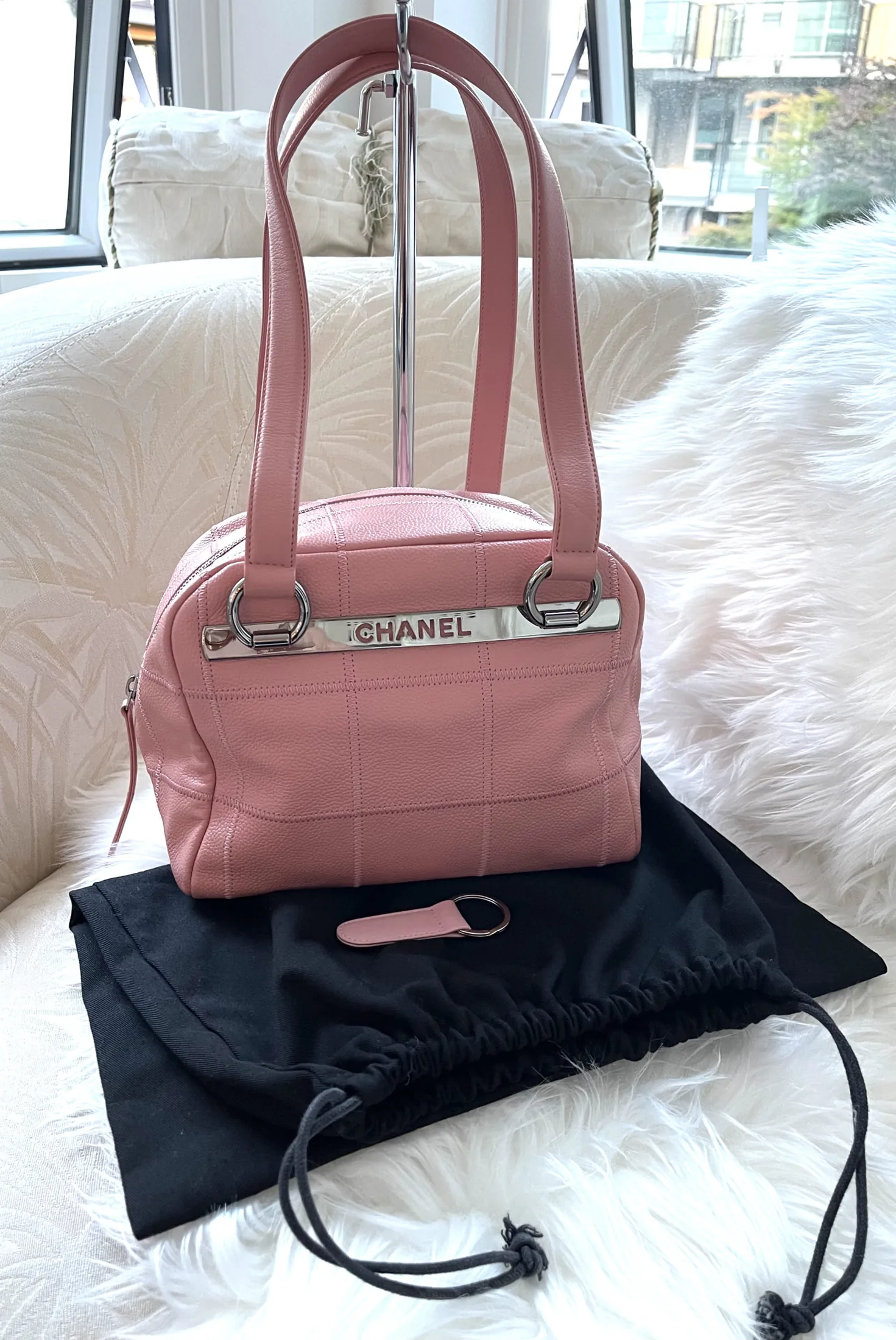 Chanel Square Stitch Bowler Quilted Caviar Pink Ballerina Tote Bag — image 2