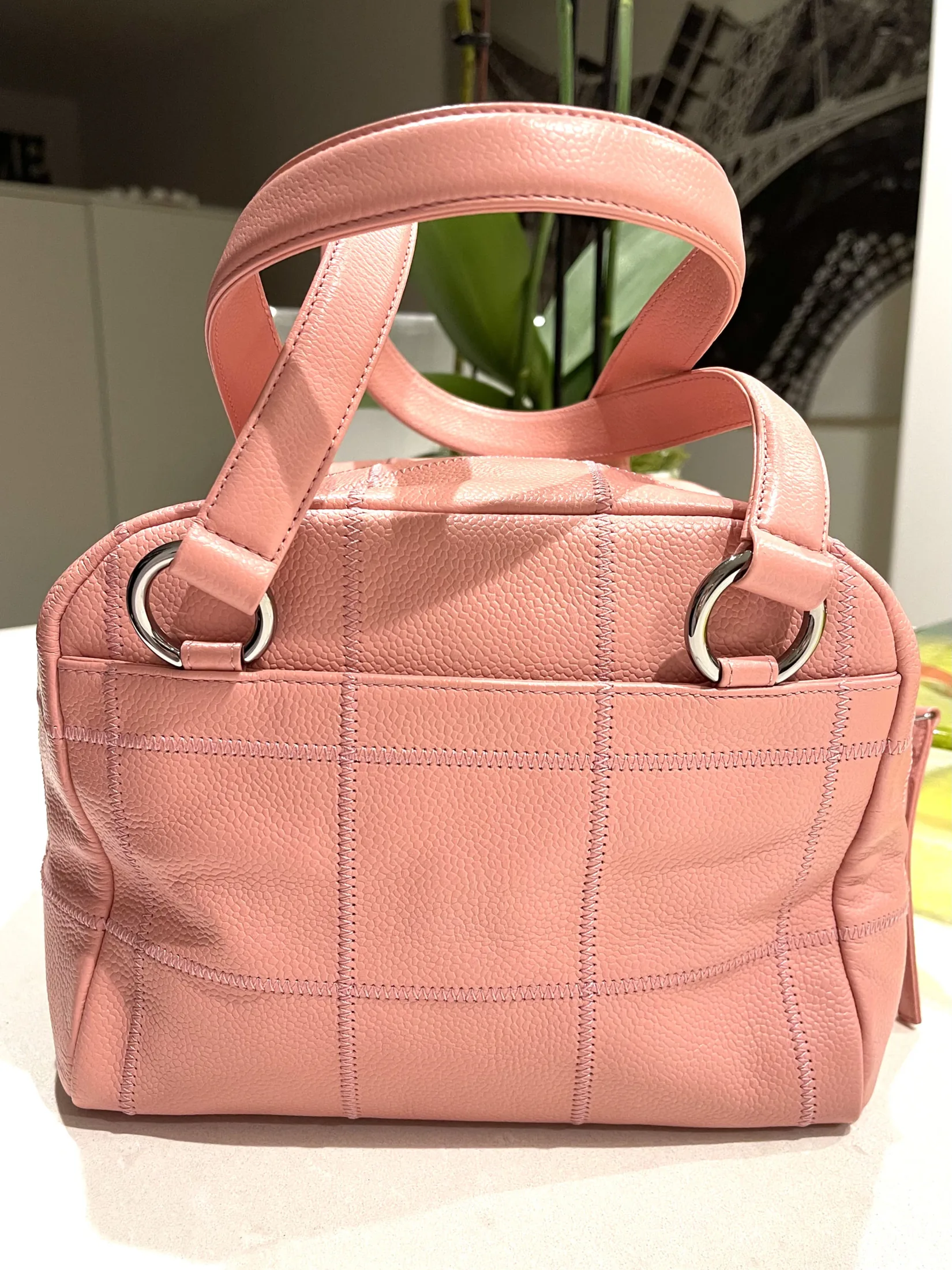 Chanel Square Stitch Bowler Quilted Caviar Pink Ballerina Tote Bag — image 6