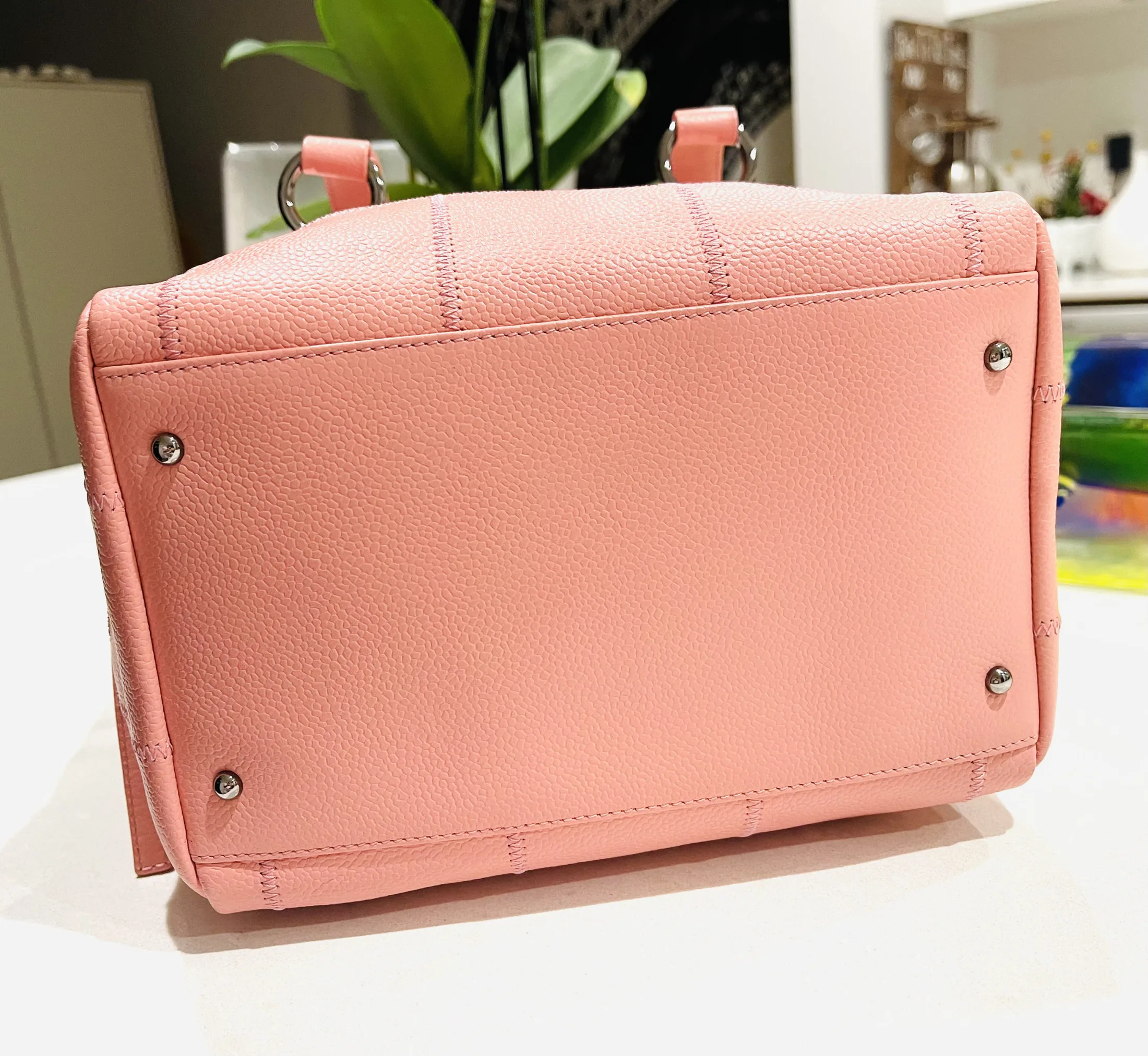 Chanel Square Stitch Bowler Quilted Caviar Pink Ballerina Tote Bag — image 8