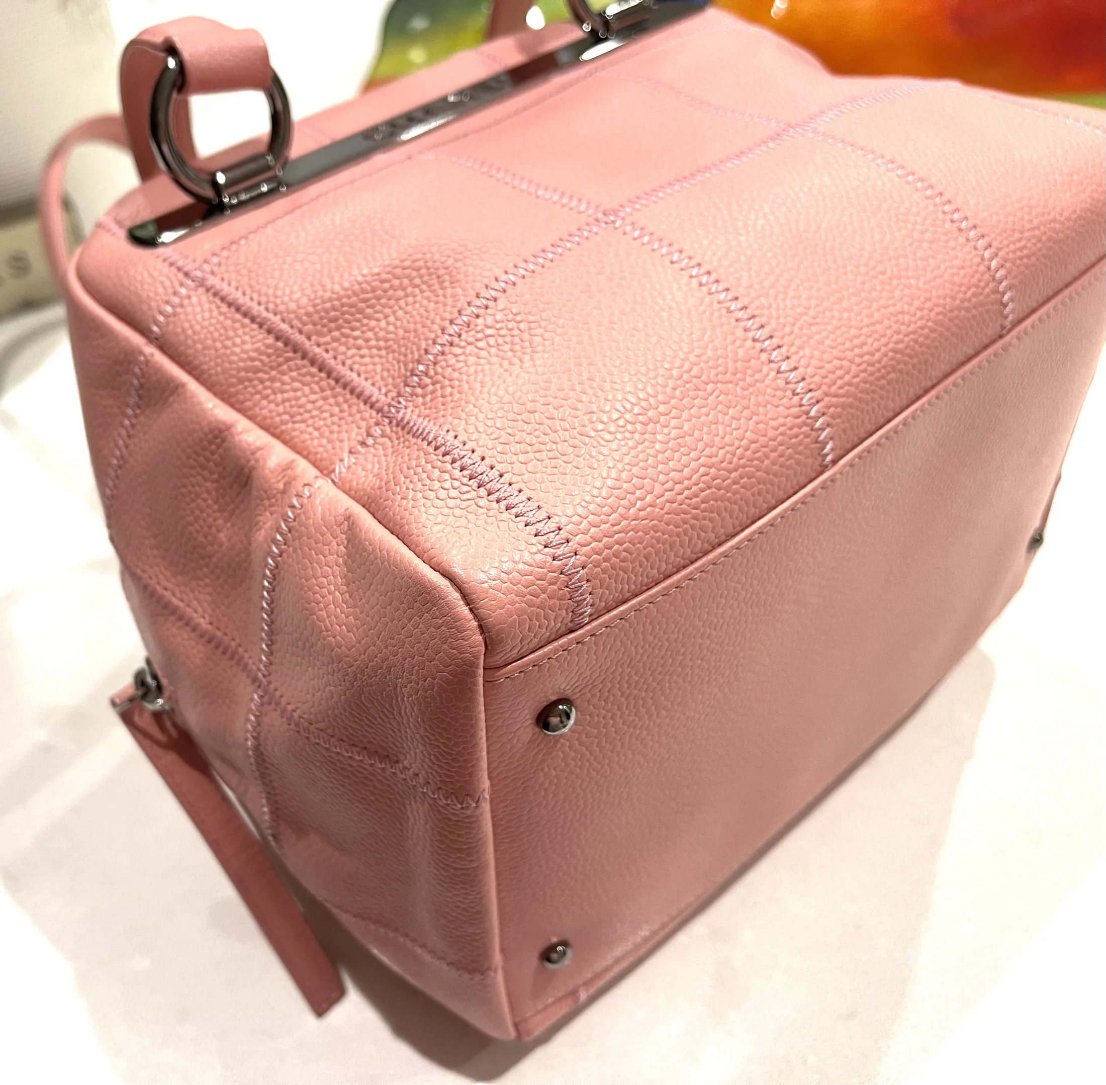 Chanel Square Stitch Bowler Quilted Caviar Pink Ballerina Tote Bag — image 10