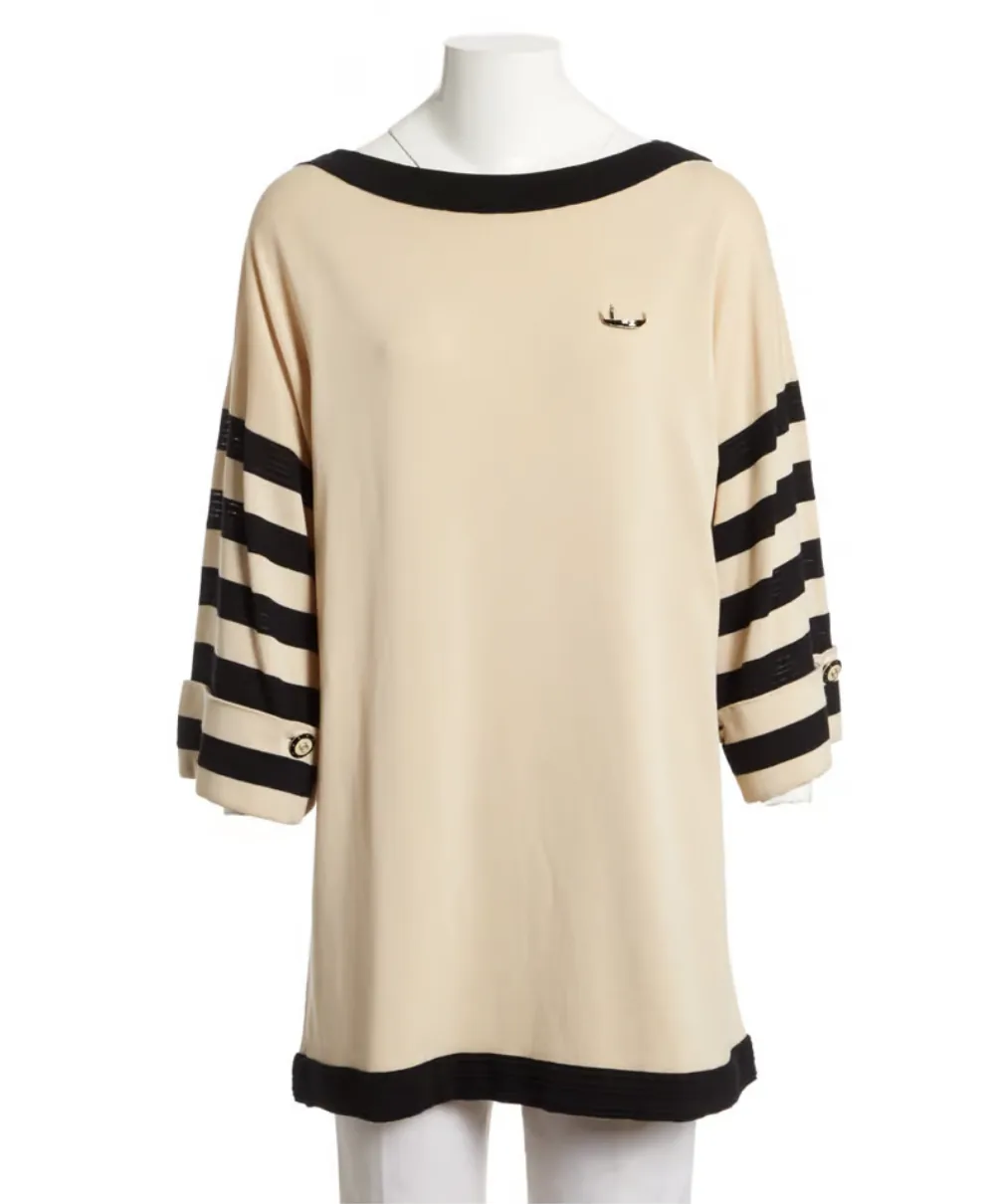 Chanel Striped Boat Neck Jumper w/Venetian Gondola Plate