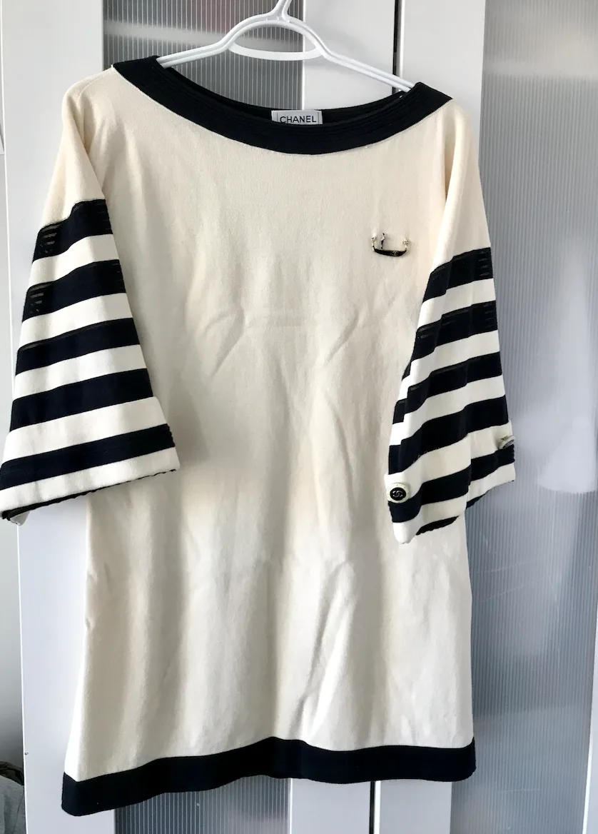 Chanel Striped Boat Neck Jumper w/Venetian Gondola Plate — image 5
