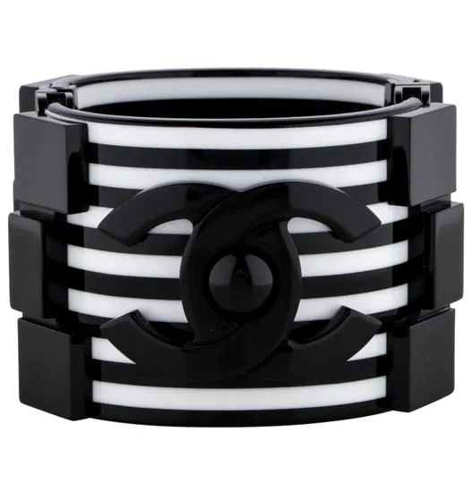 Chanel Black White Cruise Lego Stripe Brick Bracelet-Cuff — image 2